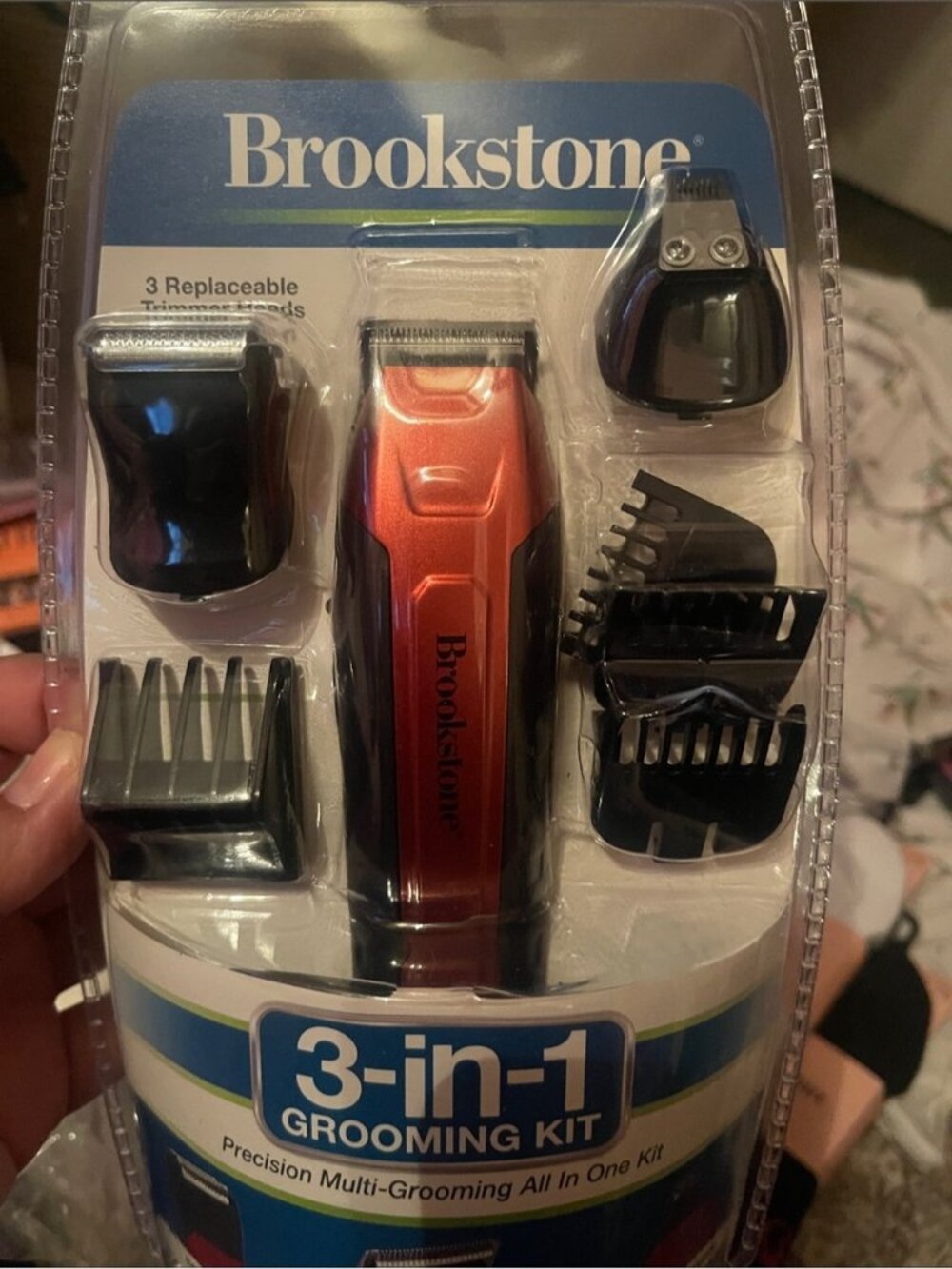 Brookstone 3-in-1 Grooming Kit – Red and Black Trimmer Set